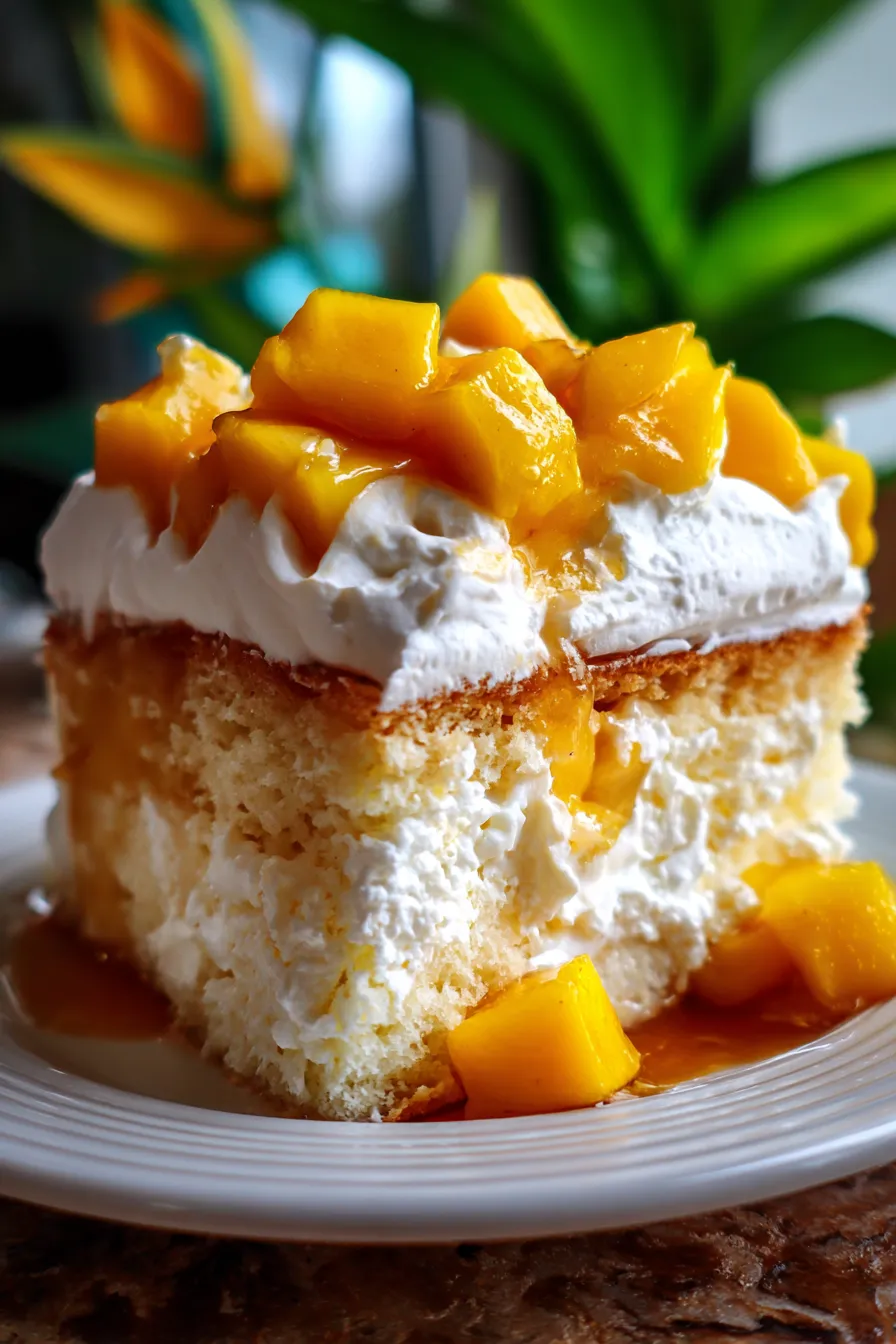 Mango Tres Leches - The Epicurean Mouse-slice-closeup