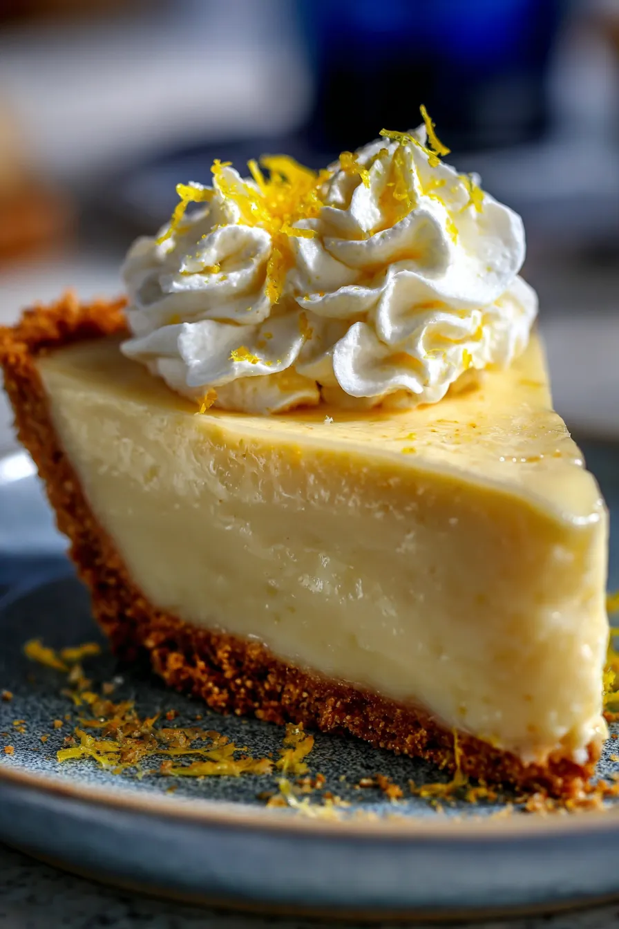 No-Bake Lemon Pie garnished with zest and cream