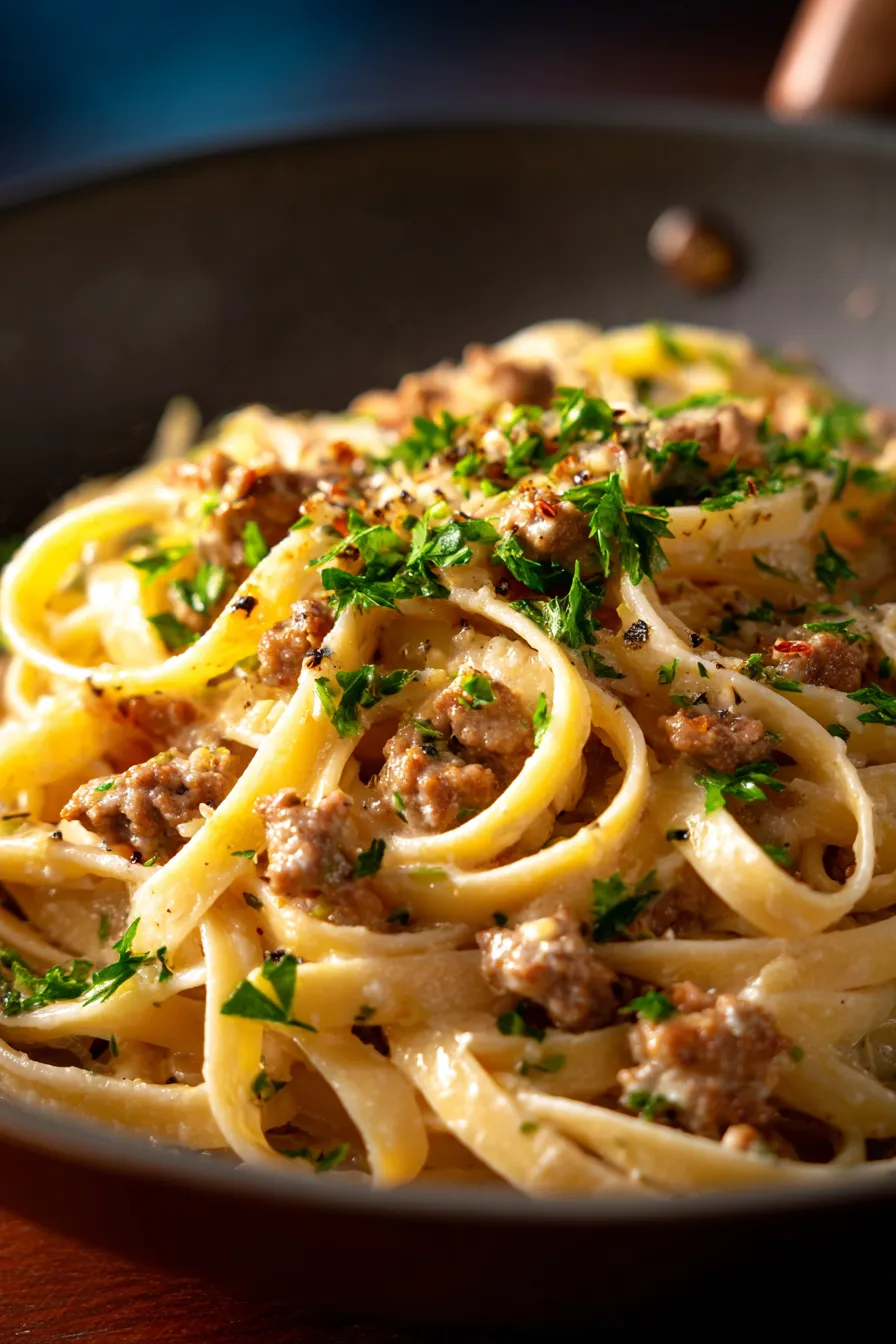 One-Pot Creamy Beef & Garlic Butter Pasta: Easy Dinner!
