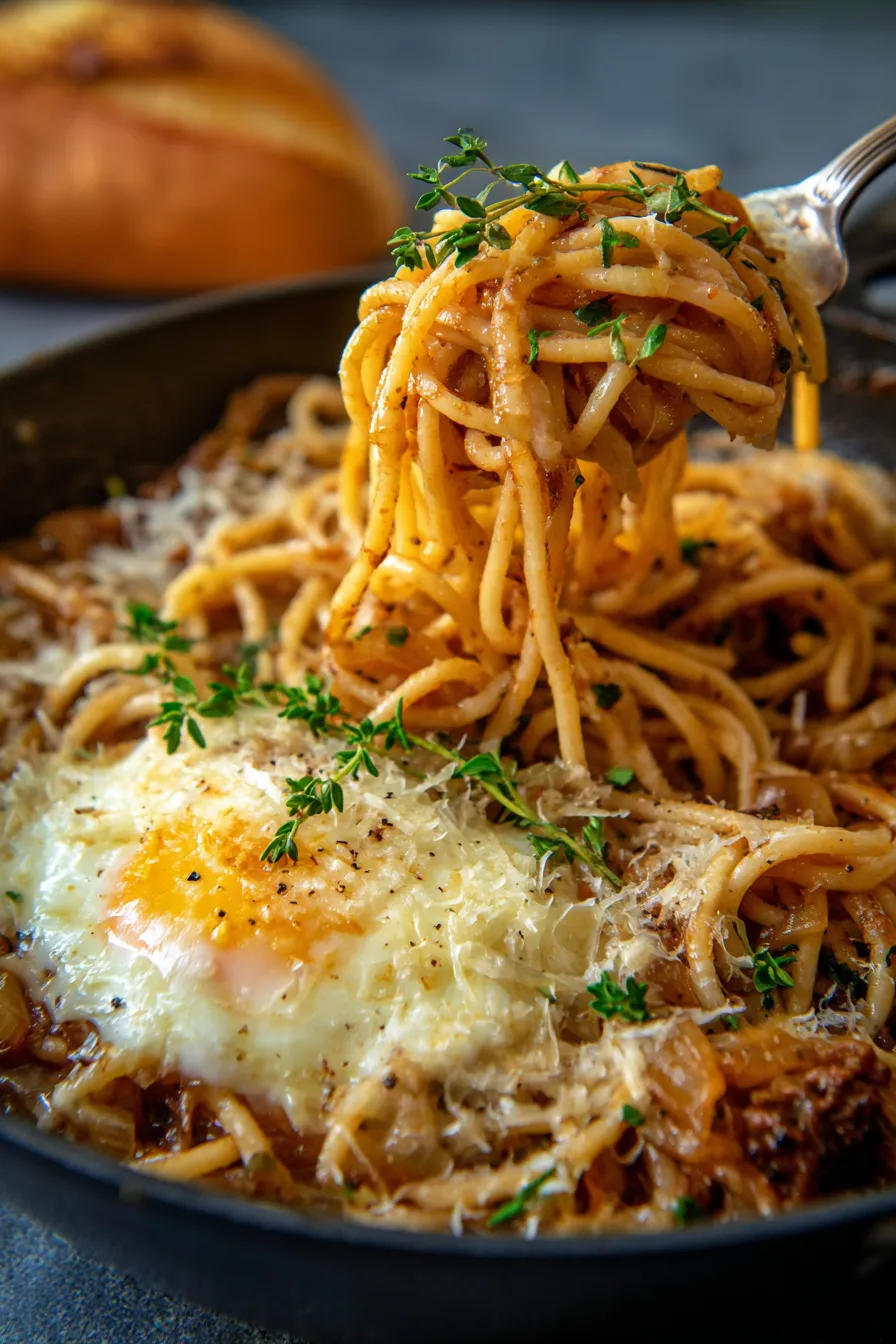 One Pot French Onion Pasta-finished-bowl