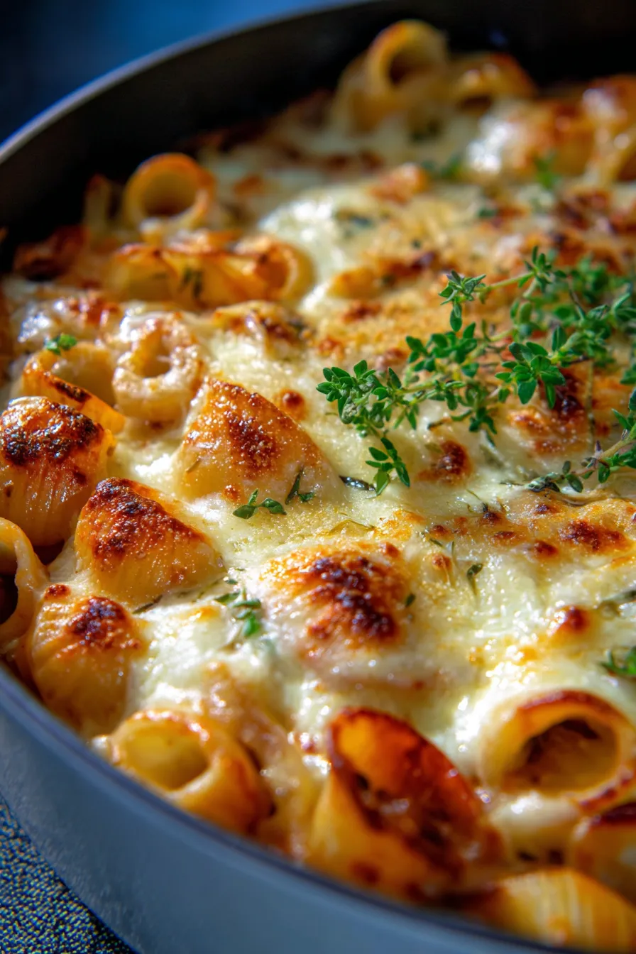 One Pot French Onion Pasta-texture-closeup