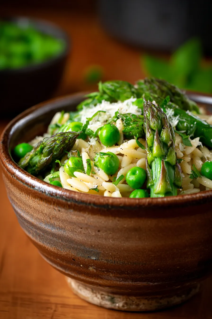 One Pot Orzo with Asparagus and Peas –fresh-veggies