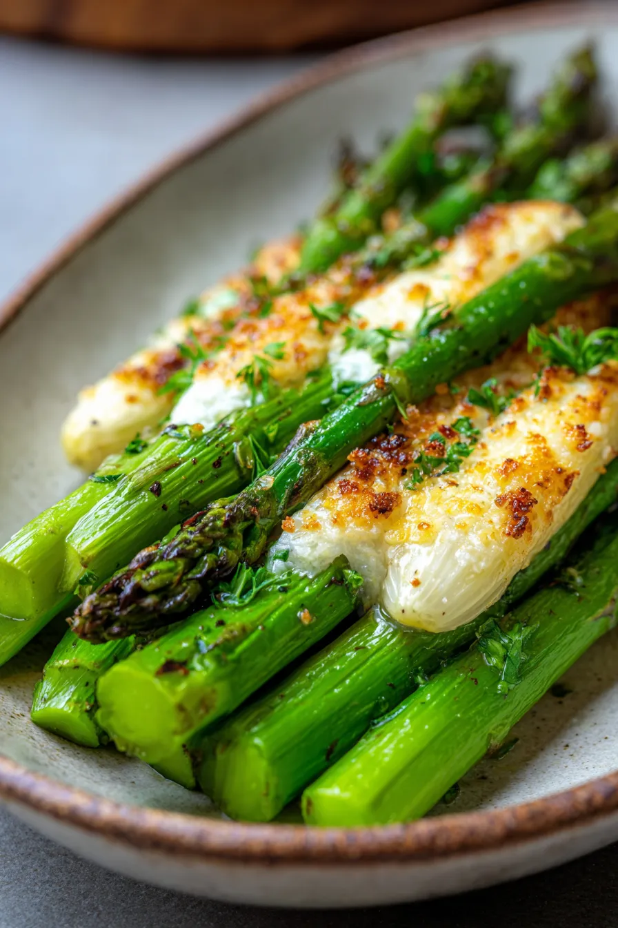 Oven-Baked Asparagus with Garlic and Parmesan-texture-closeup