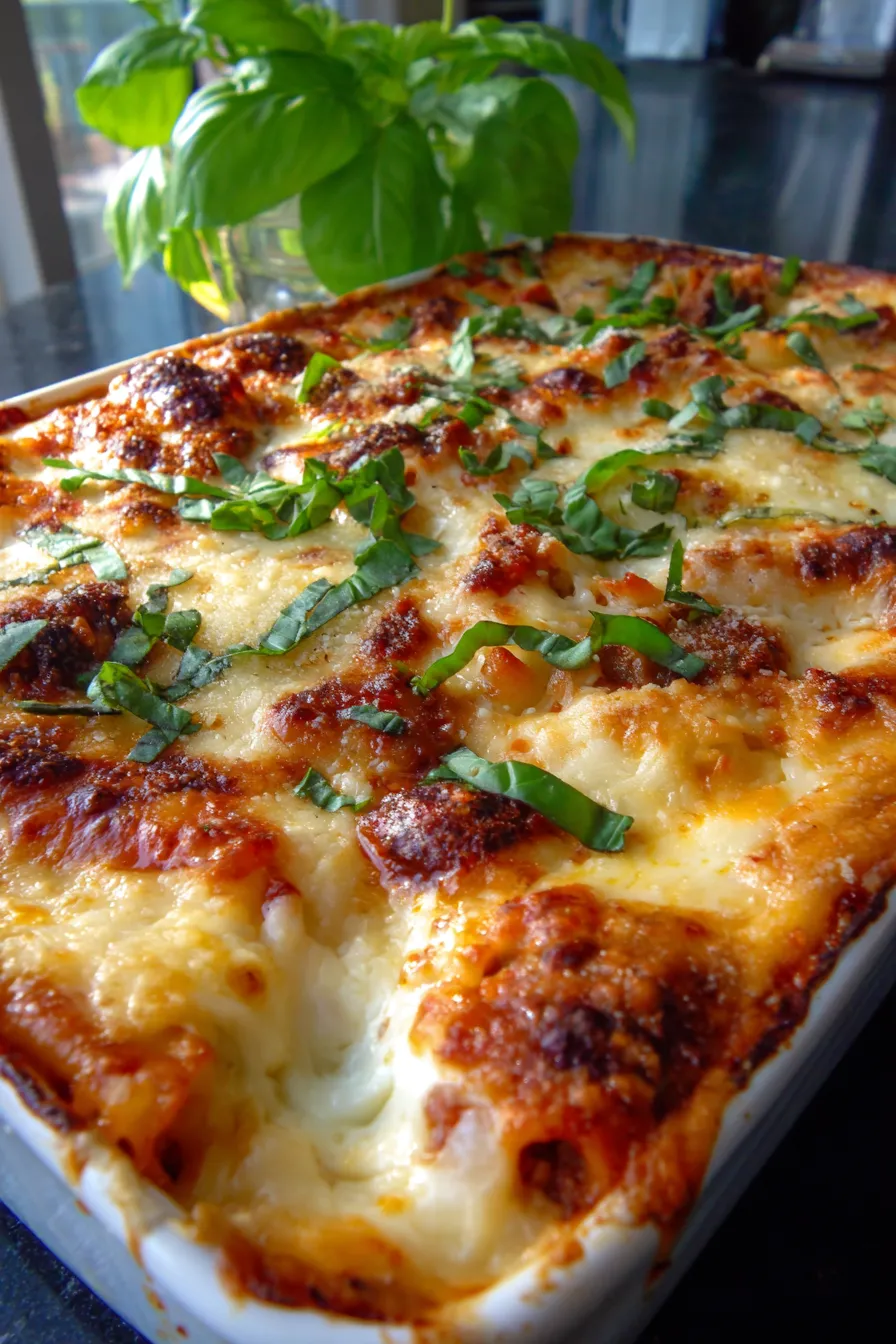 Pasta al Forno (Classic Pasta Bake)-bubbly-sauce-closeup