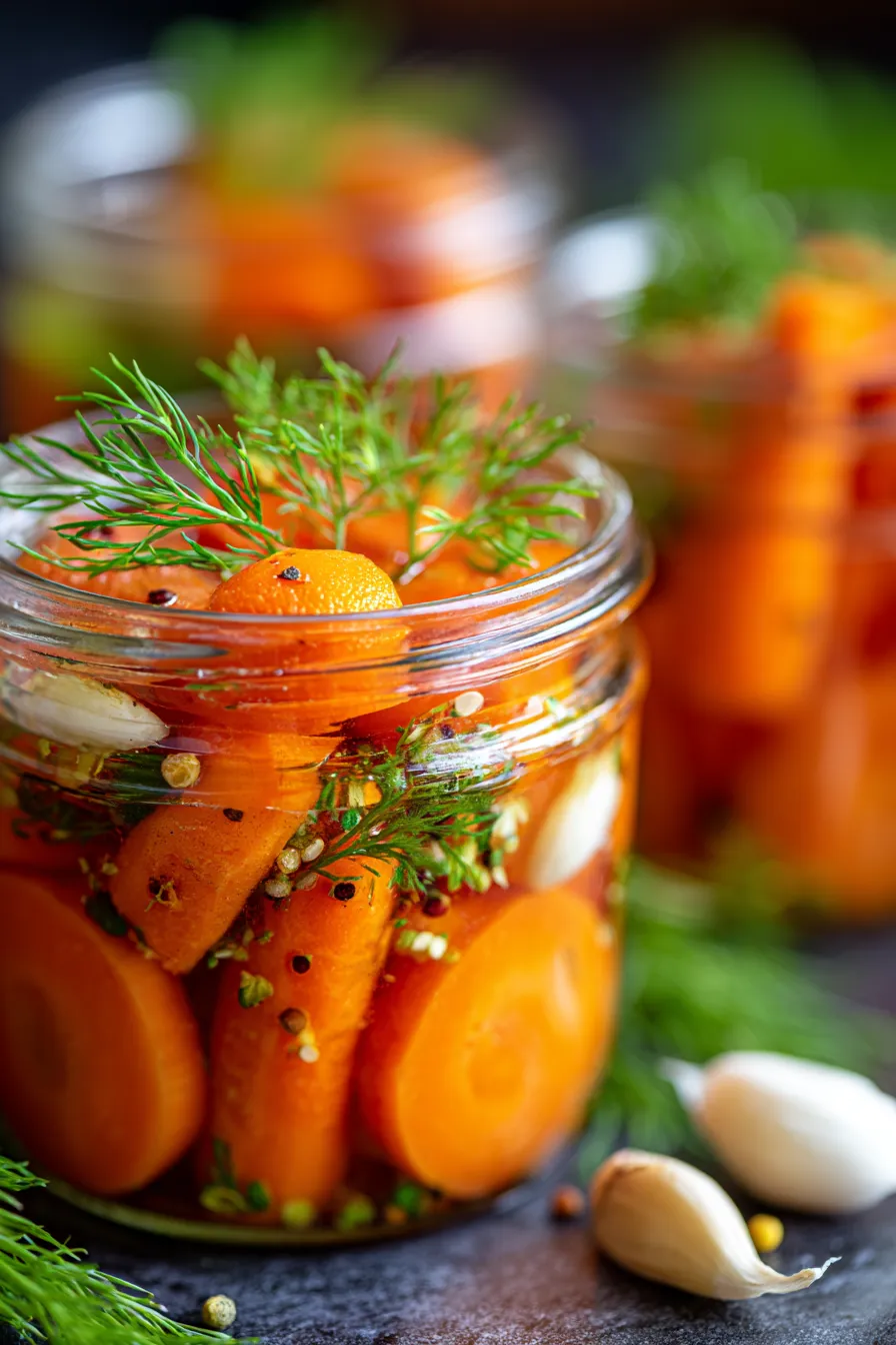 pickled carrots jar closeup