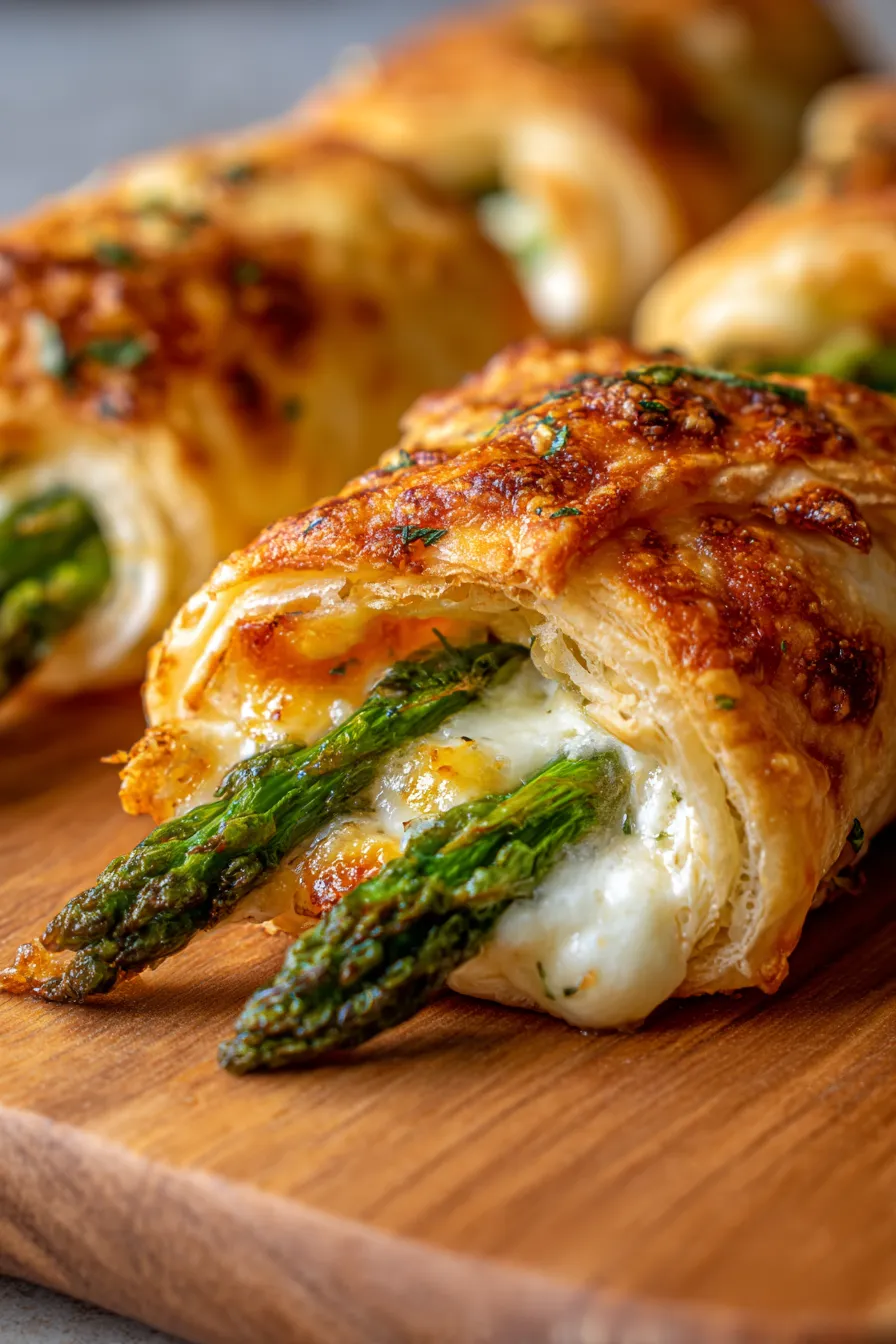 Puff Pastry Wrapped Cheesy Asparagus - Your Choice Nutrition-appetizer spread-overhead shot