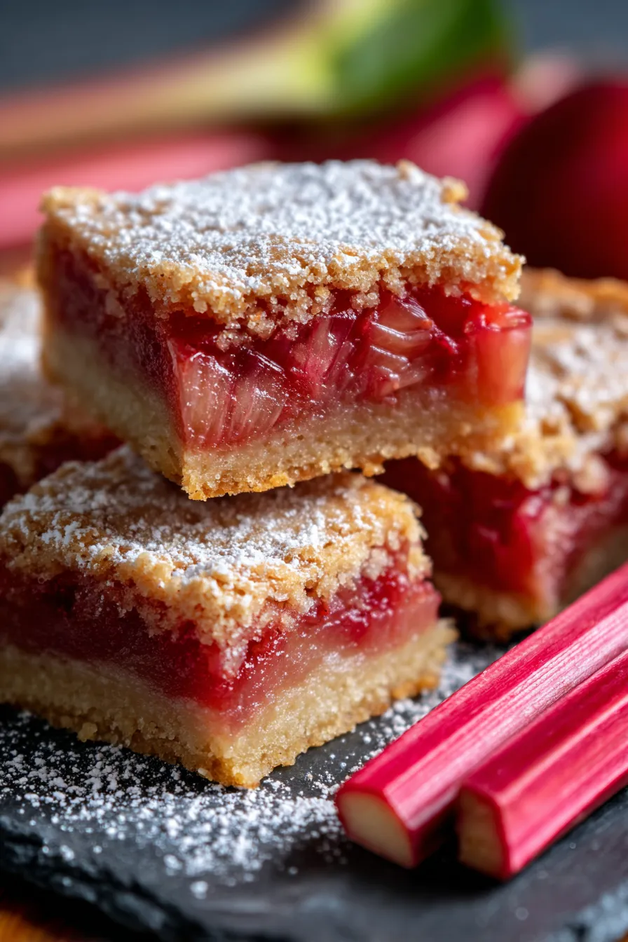 Rhubarb Bars-slice-closeup