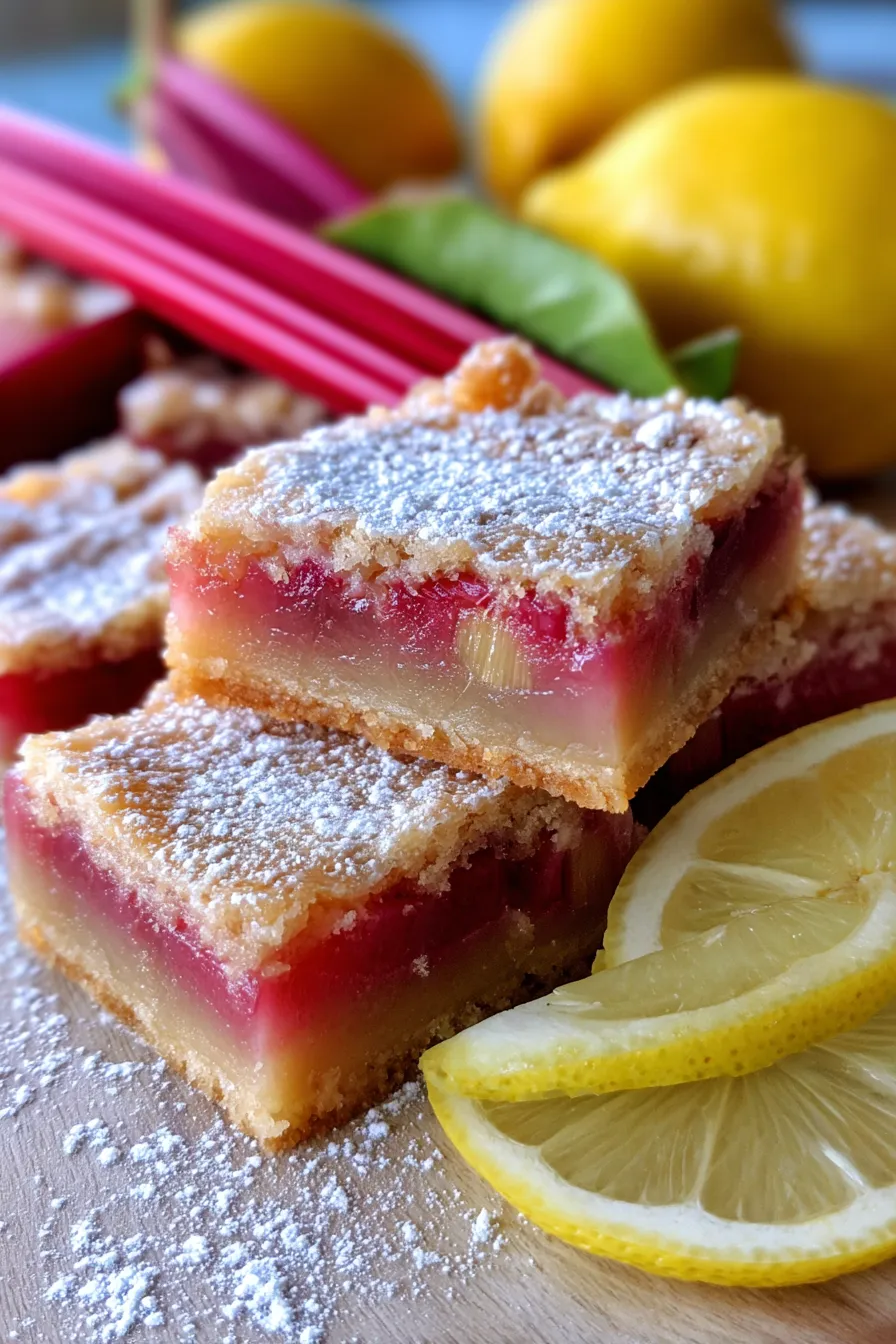 Rhubarb lemon dessert slices