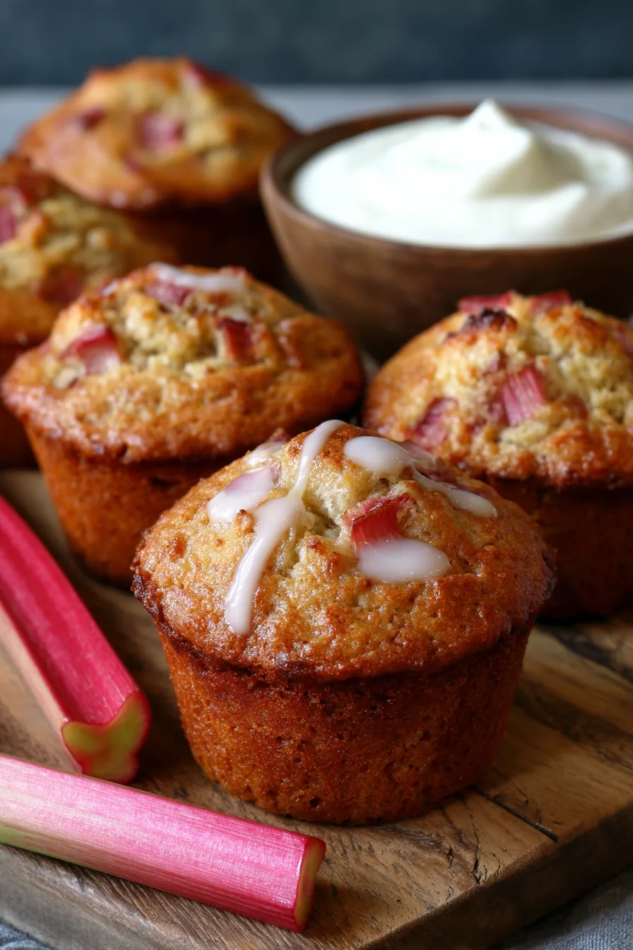 Rhubarb Muffins Greek Yogurt-with glaze-stylized