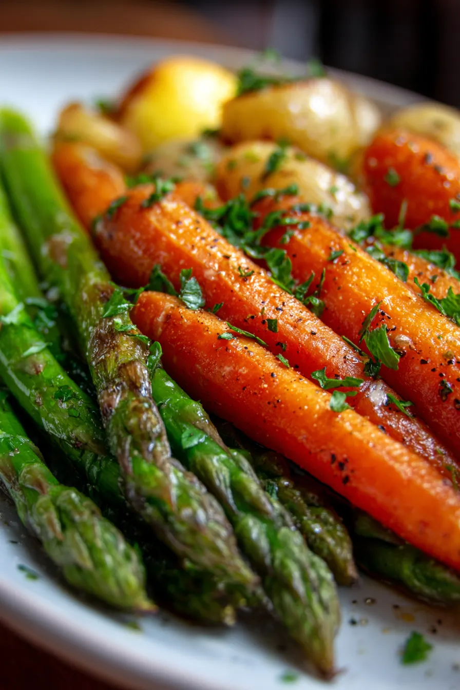 Roasted Asparagus and Carrots Recipes for Healthy Sides --serving-dish