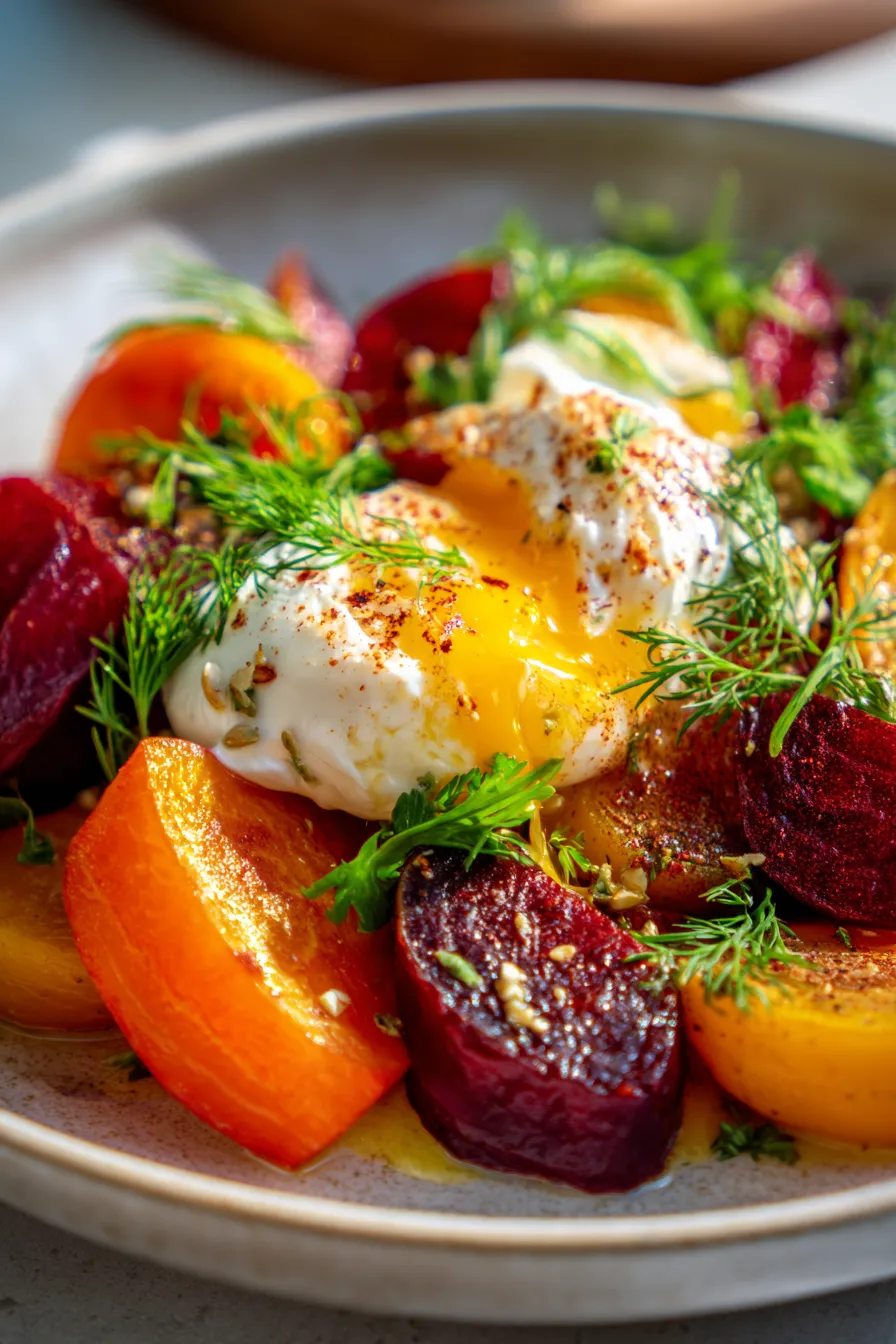 Roasted Beets and Carrot Salad with Burrata-ingredients-arrangement