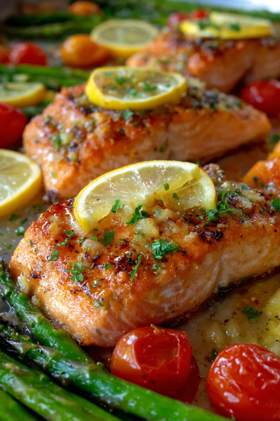 Easy Sheet Pan Lemon Garlic Butter Salmon | Quick & Healthy