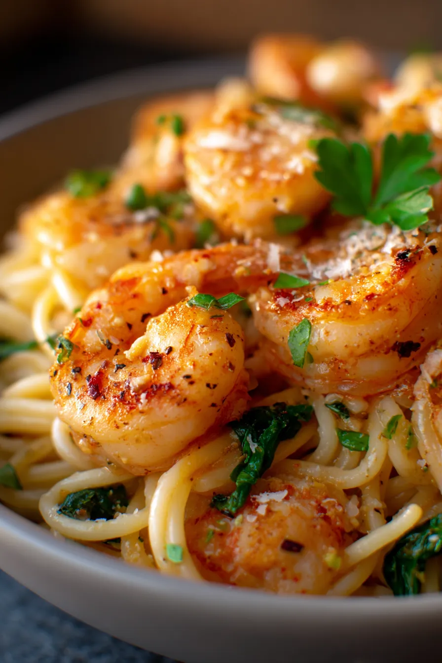 Shrimp Pasta - fresh ingredients - cooking process - step by step