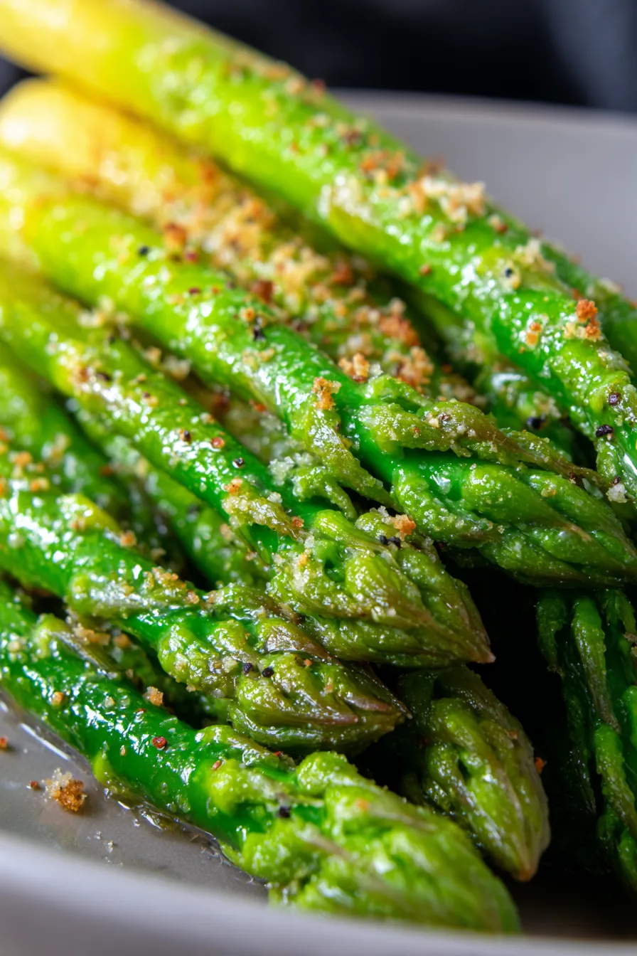Simple Oven Roasted Parmesan Asparagus-close-up-tender-crisp