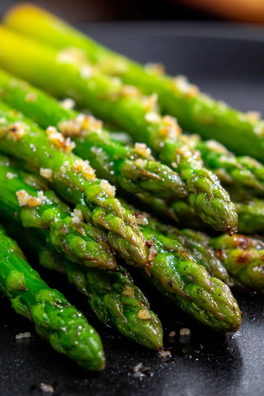 Simple Oven Roasted Parmesan Asparagus-garlic-herbs-golden-cheese