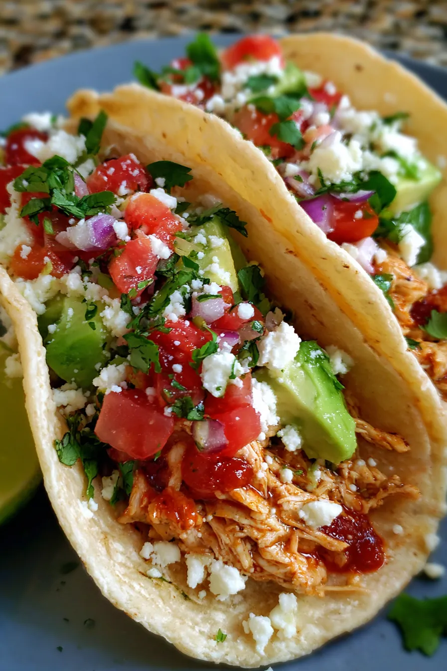 slow cooker chicken tacos vibrant toppings