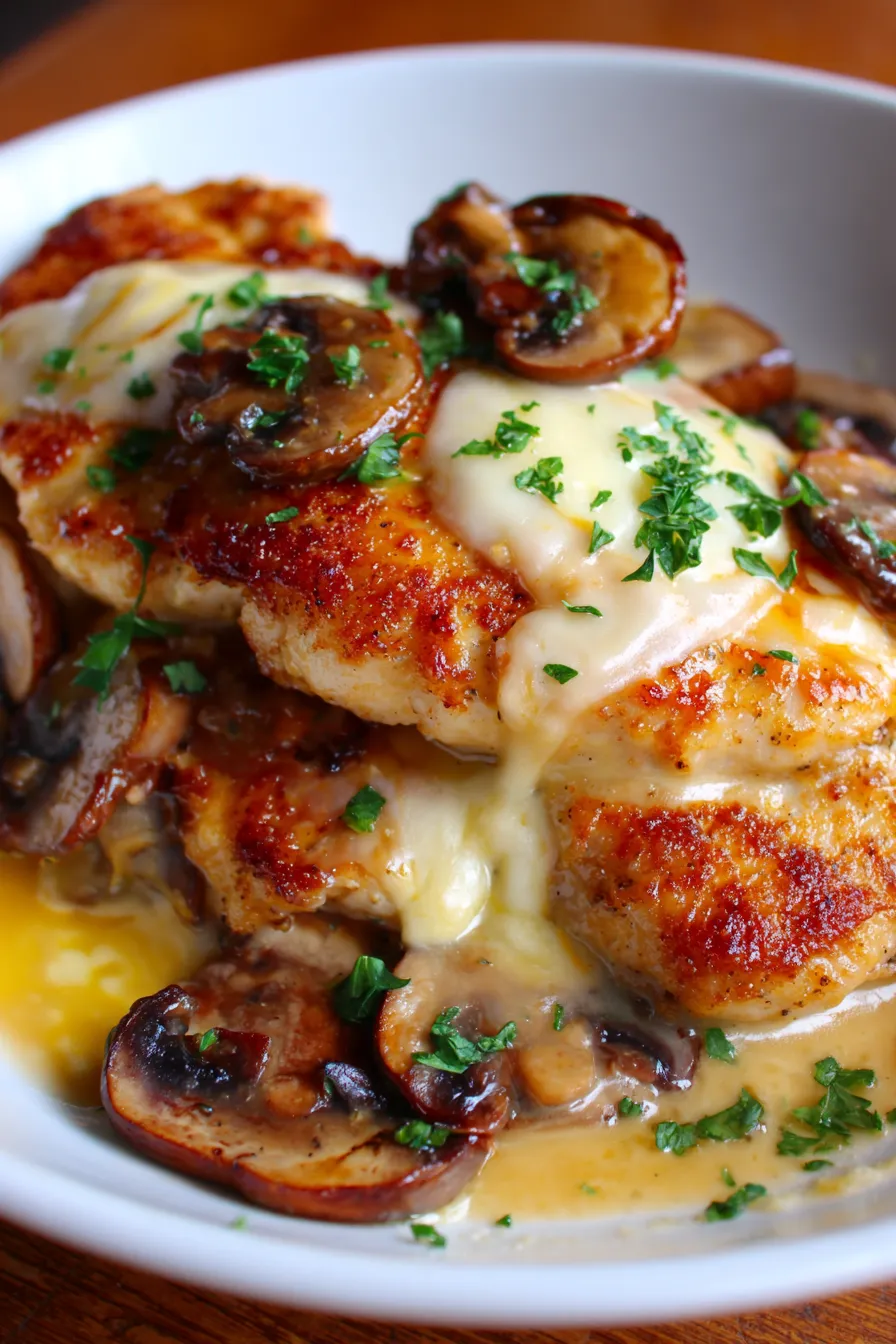 Smothered Chicken-cheesy-texture-closeup