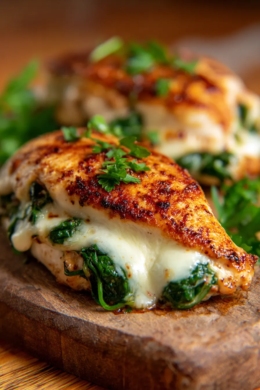 Spinach Stuffed Chicken-sliced-closeup