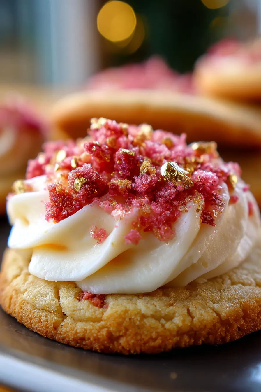 Strawberry Crunch Shortcake Cookies - close up - texture