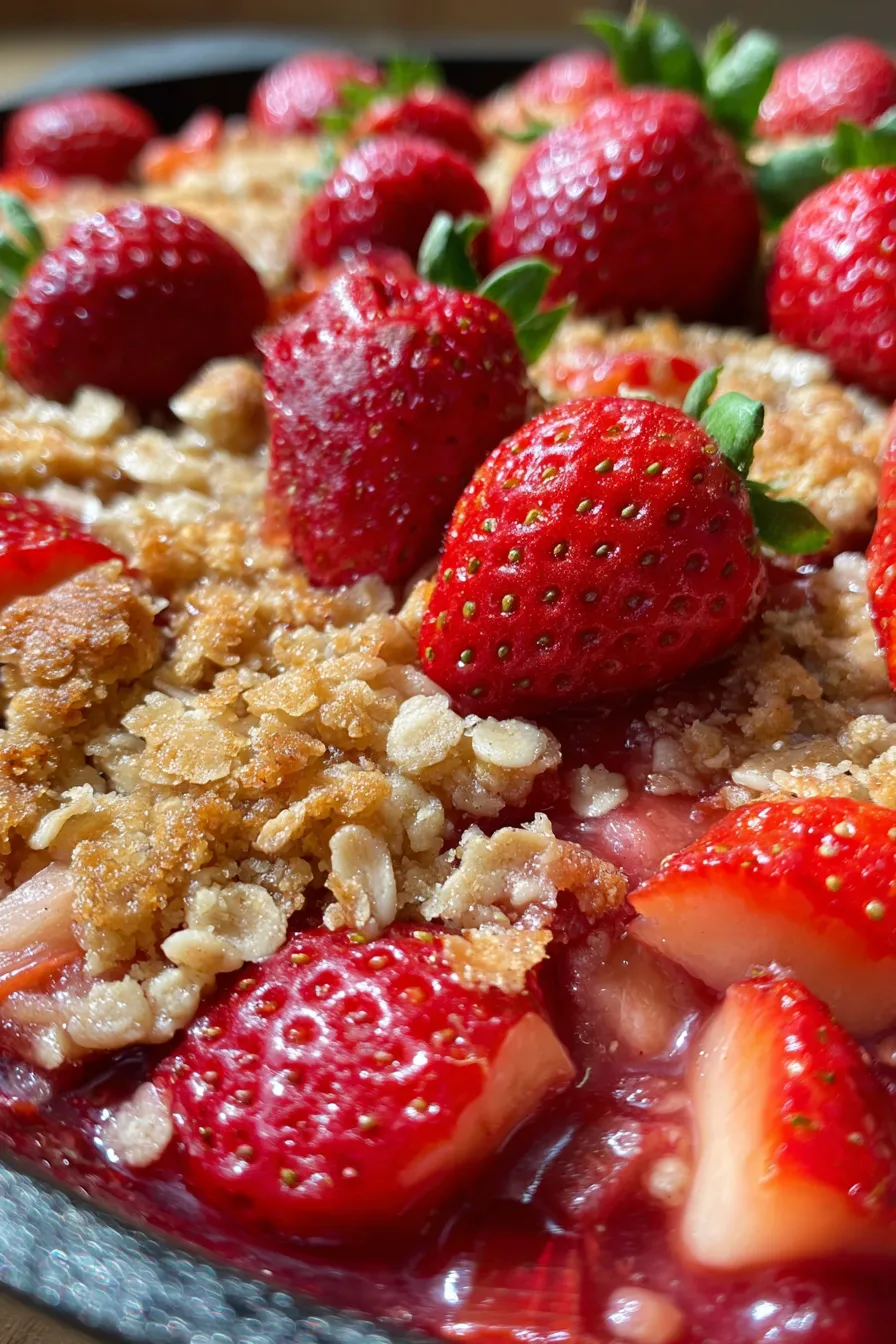 Strawberry Rhubarb Crisp-closeup-texture