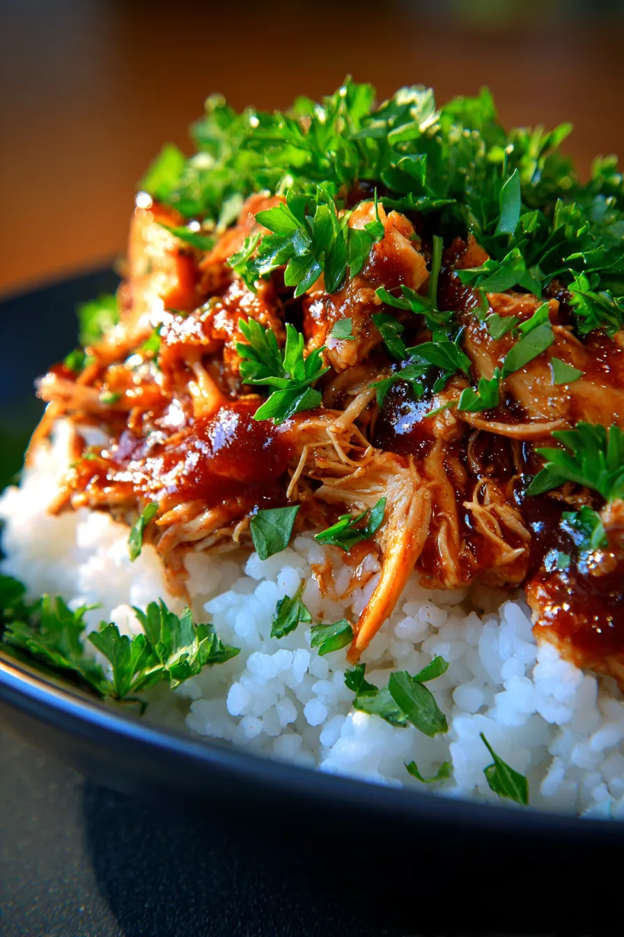 Sweet Baby Ray's Crockpot Chicken-serving-suggestion-dinner-plate
