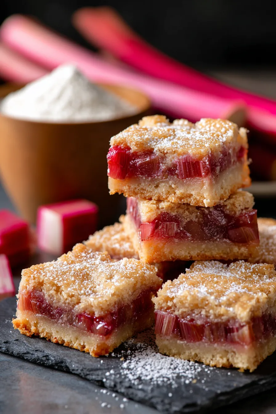 Tangy Rhubarb Bars-plate-serving