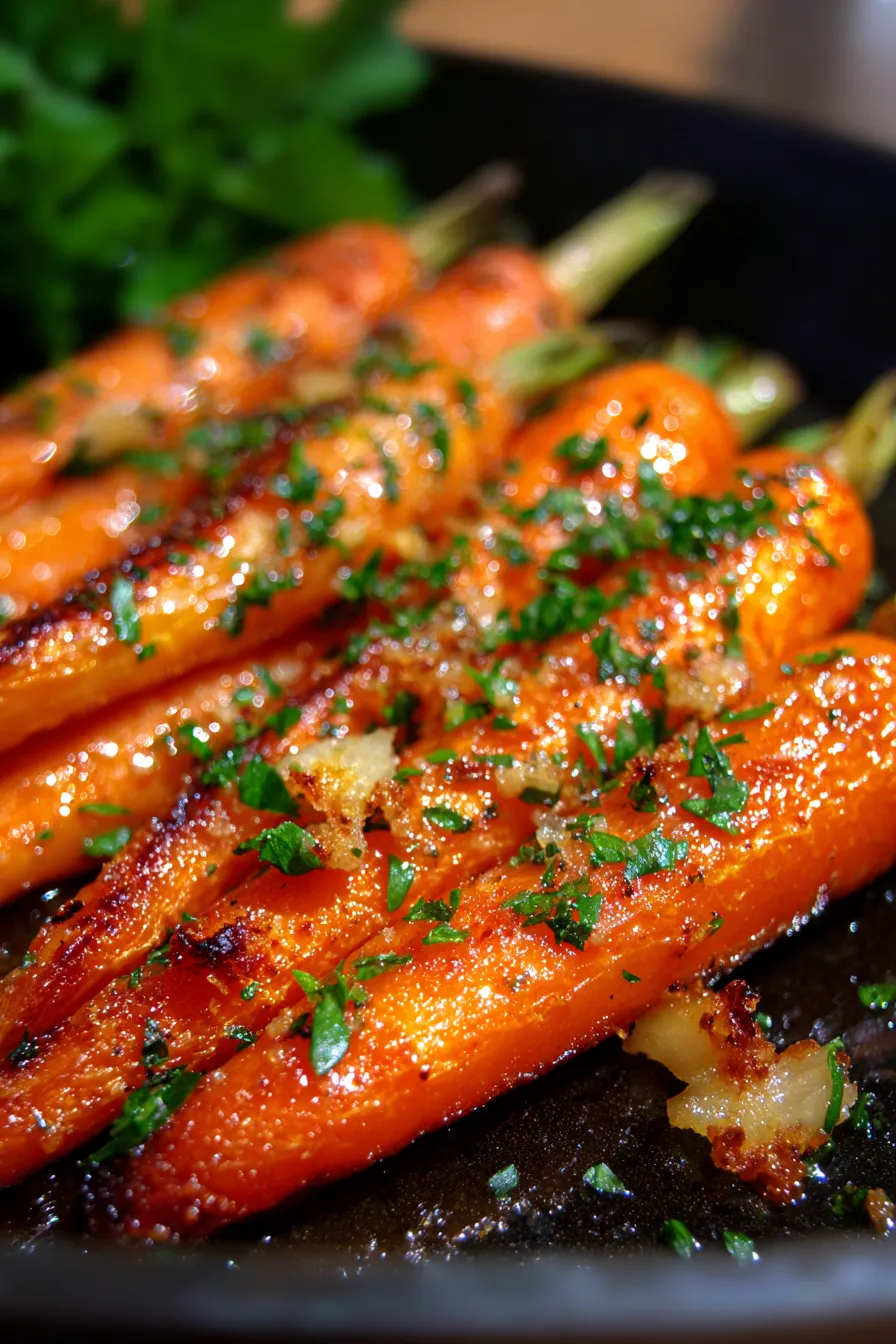 Tasty Parmesan Carrots! - ingredients spread on a cutting board - fresh carrots - parmesan block - garlic cloves