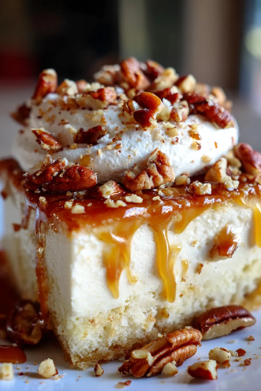 Butter Pecan Praline Poke Cake-texture-closeup