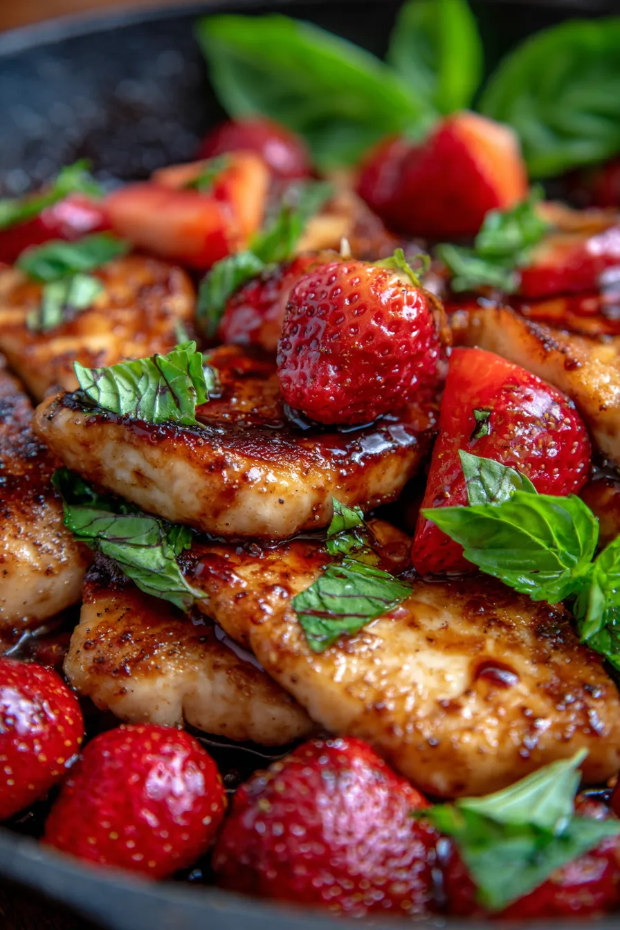 Chicken Skillet-strawberry-balsamic-closeup