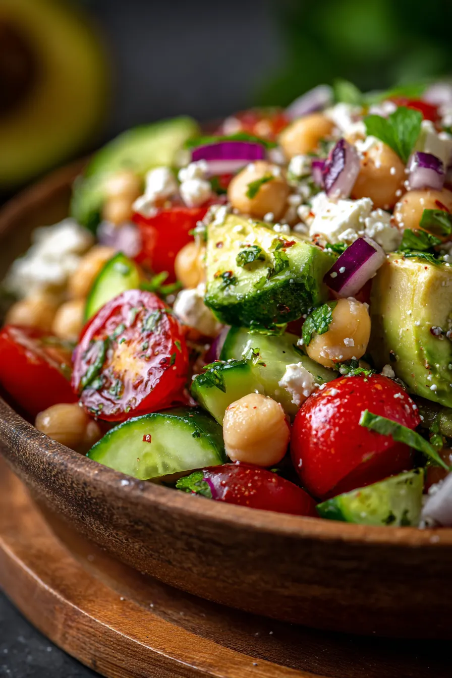 Chickpea Feta Avocado Salad-texture-closeup
