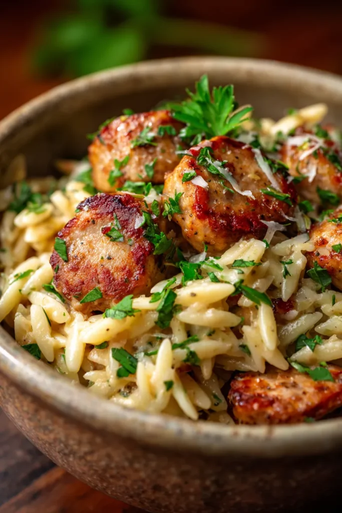 Ultimate One-Pan Creamy Chicken Sausage Orzo (Easy Dinner)