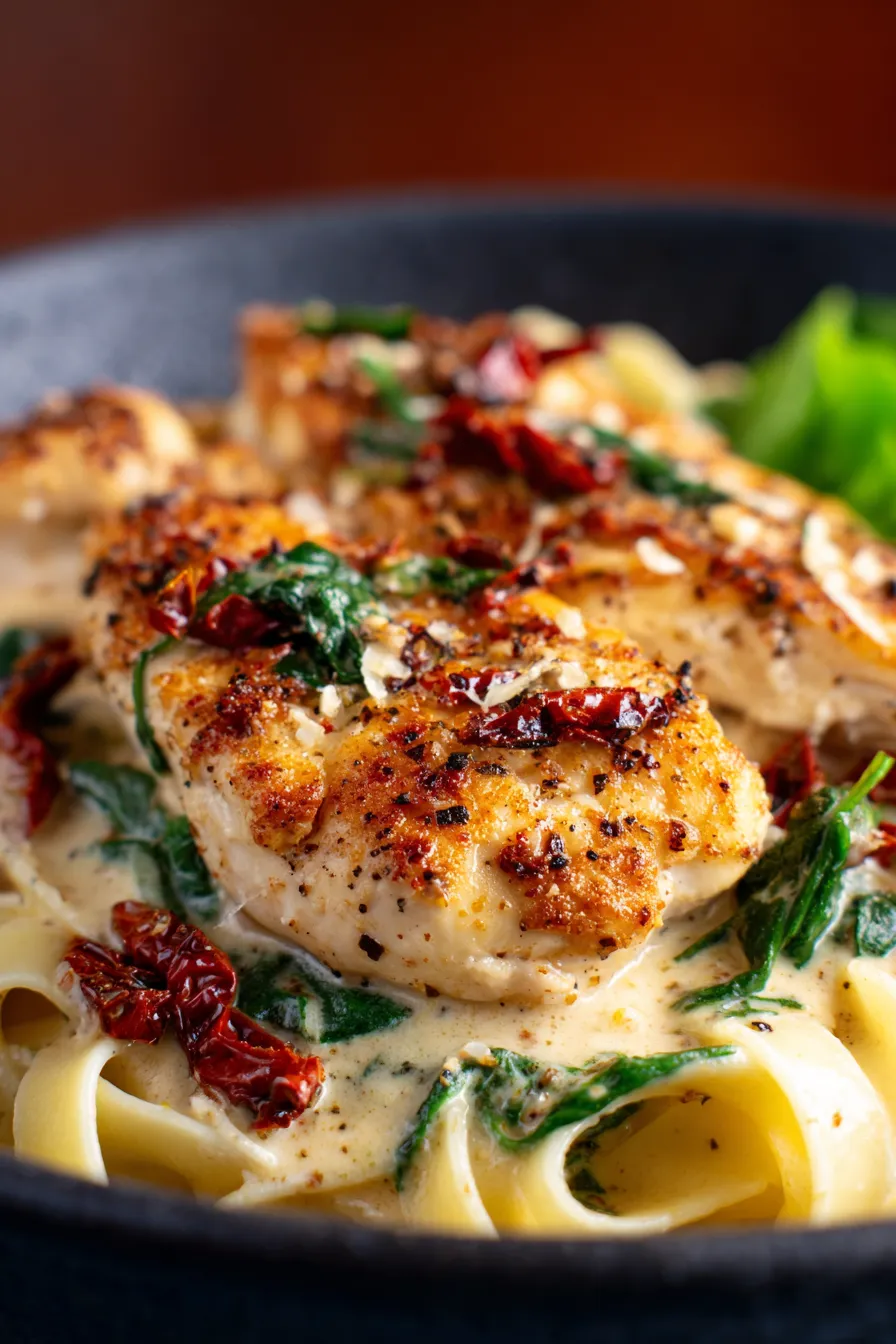 Creamy Tuscan Chicken-ingredients-overhead