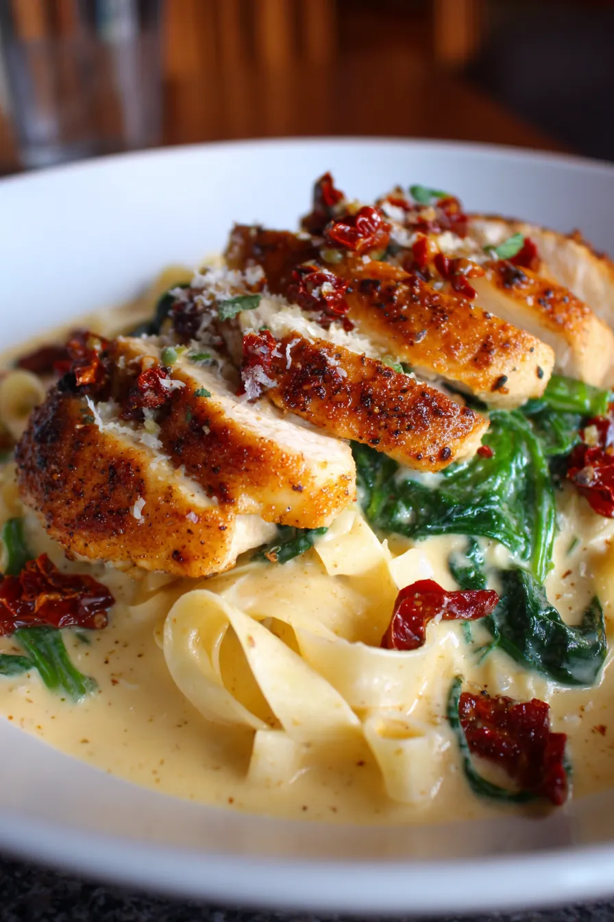 Creamy Tuscan Chicken-sauce-closeup