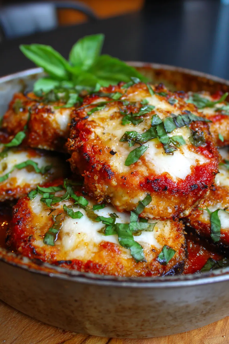 Crispy Baked Eggplant Parmesan-family-style-serving-dish