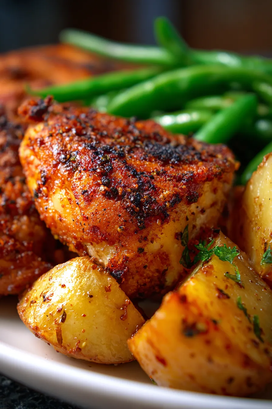 Crispy Oven Fried Chicken | Healthy Baked Dinner-cooked-closeup