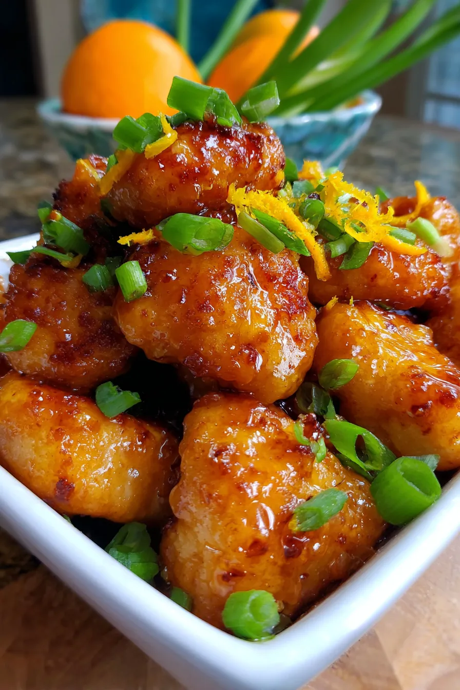 Easy Orange Chicken serving