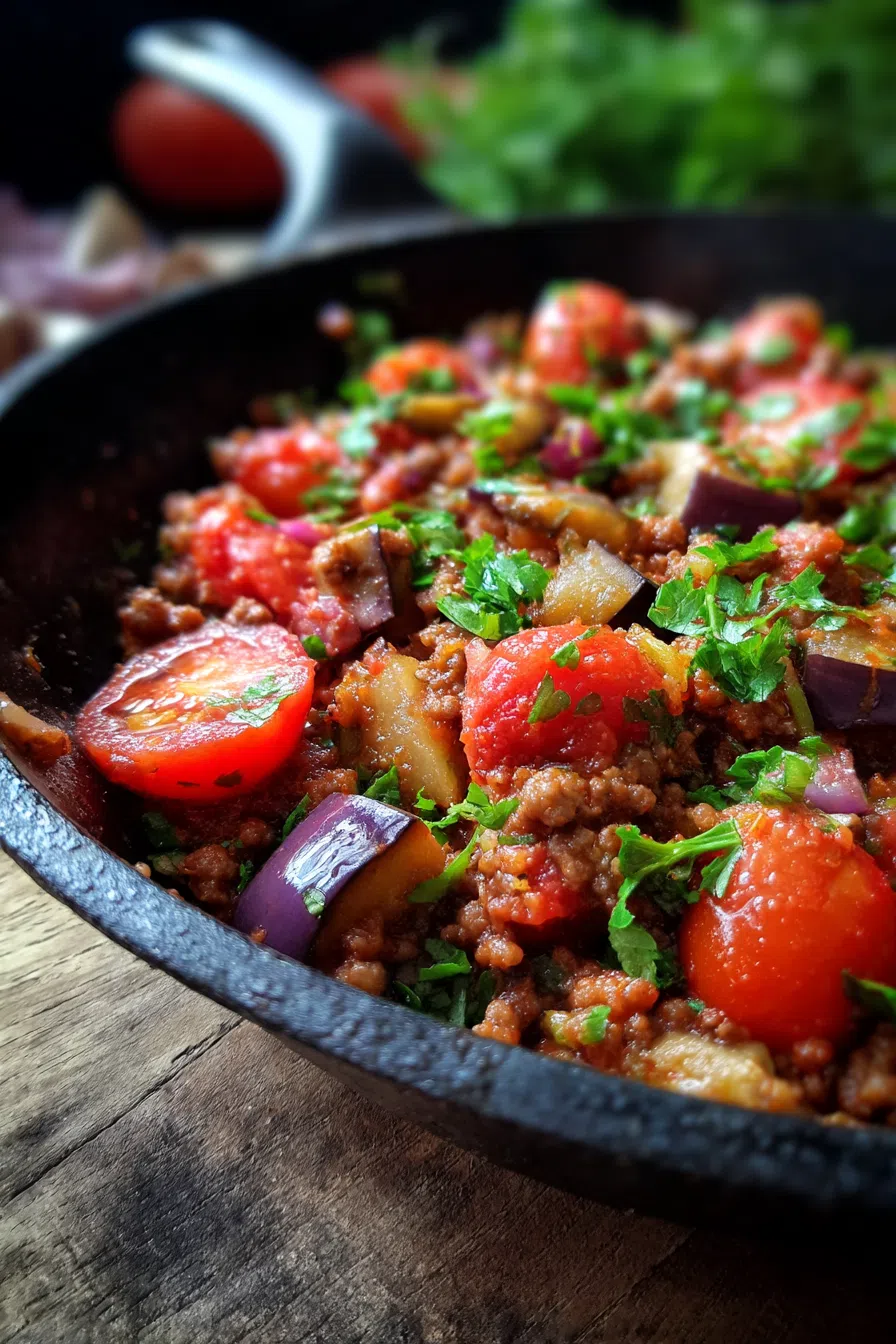 Eggplant Ground Beef Skillet