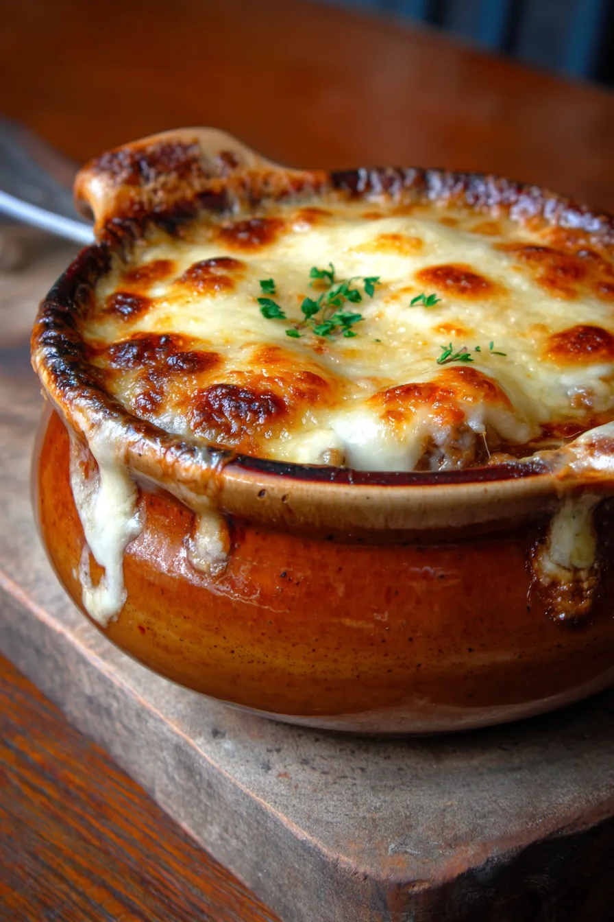 French Onion Beef Casserole (Hearty Oven Dinner)-serving-slice