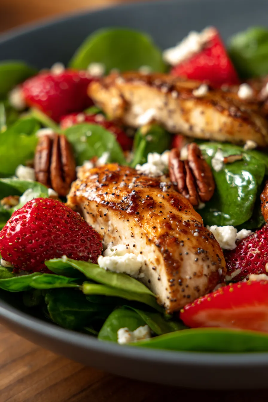 Fresh Berry Chicken Salad with poppy seed dressing