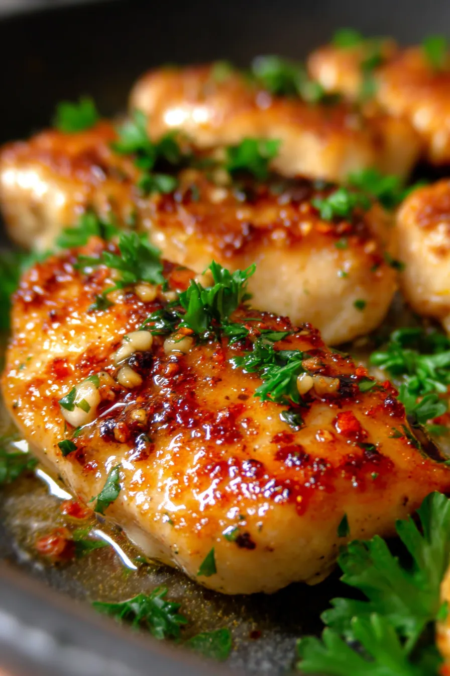 Garlic Butter Chicken Skillet Close-up
