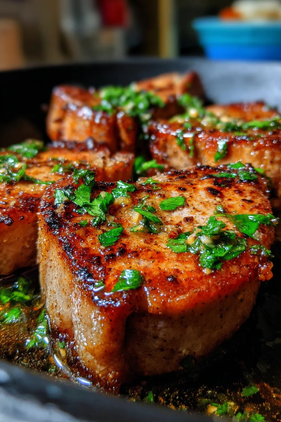 Garlic Butter Pan-Seared Pork Chops (20-Min Dinner)-ingredients-flatlay