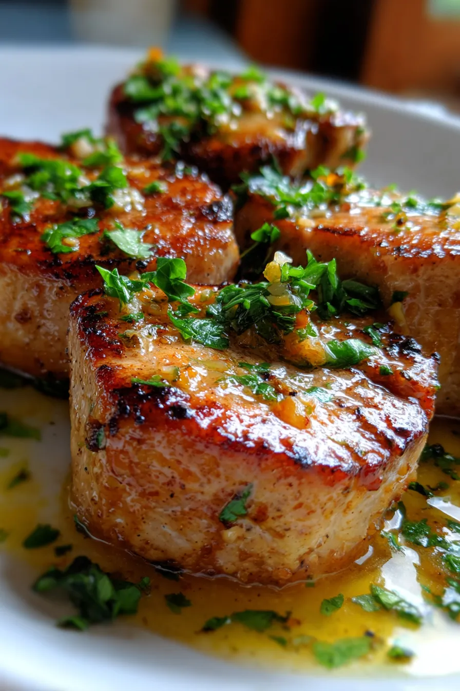 Garlic Butter Pan-Seared Pork Chops (20-Min Dinner)-plating-close-up
