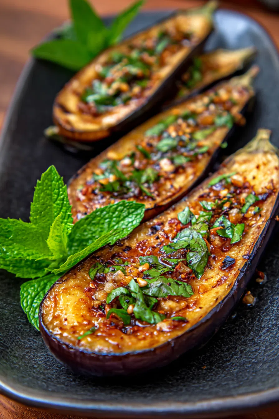 Garlic Roasted Eggplant | Easy Healthy Vegetable Dinner