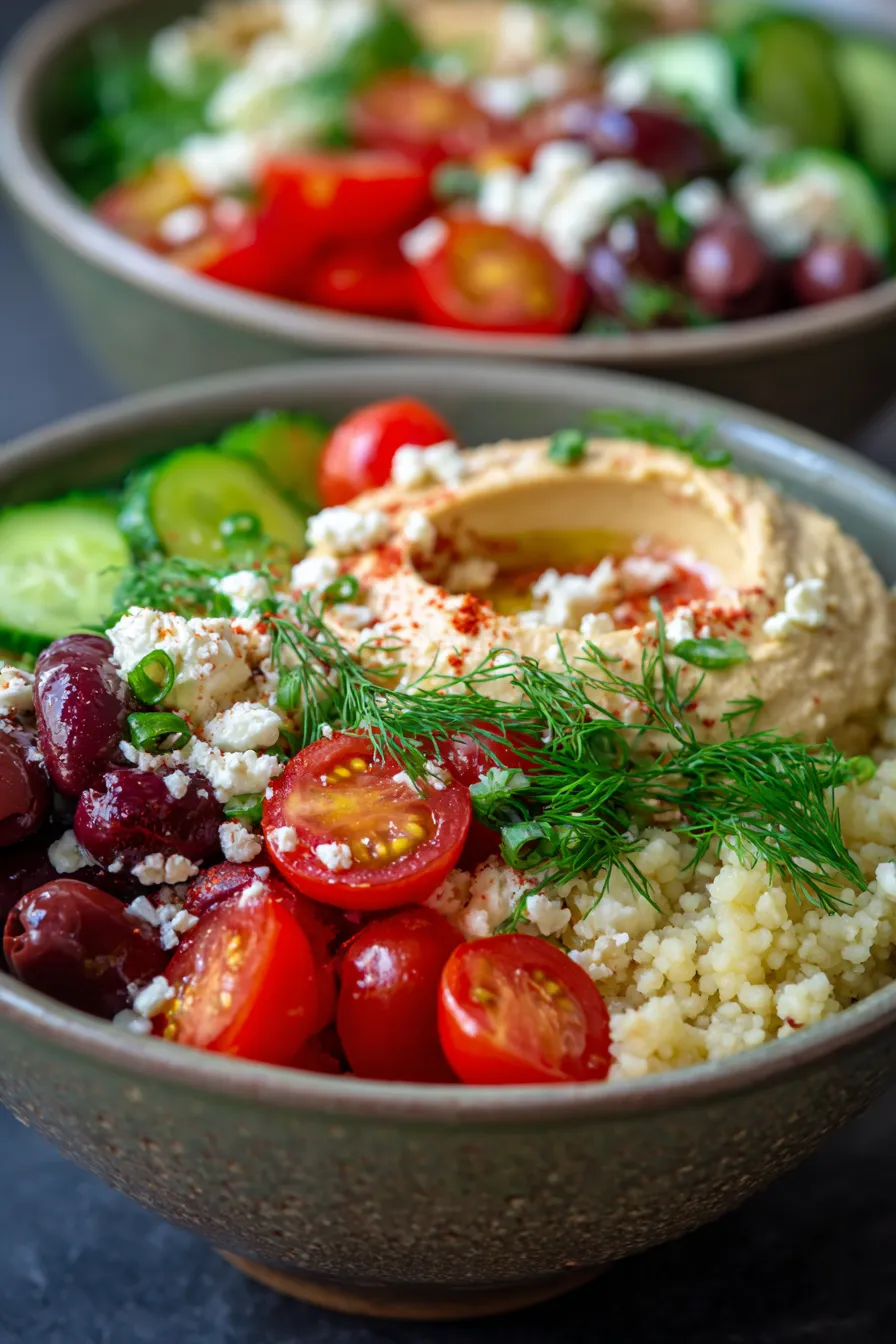 Greek Couscous Bowls with Hummus | Healthy Meal Prep Magic