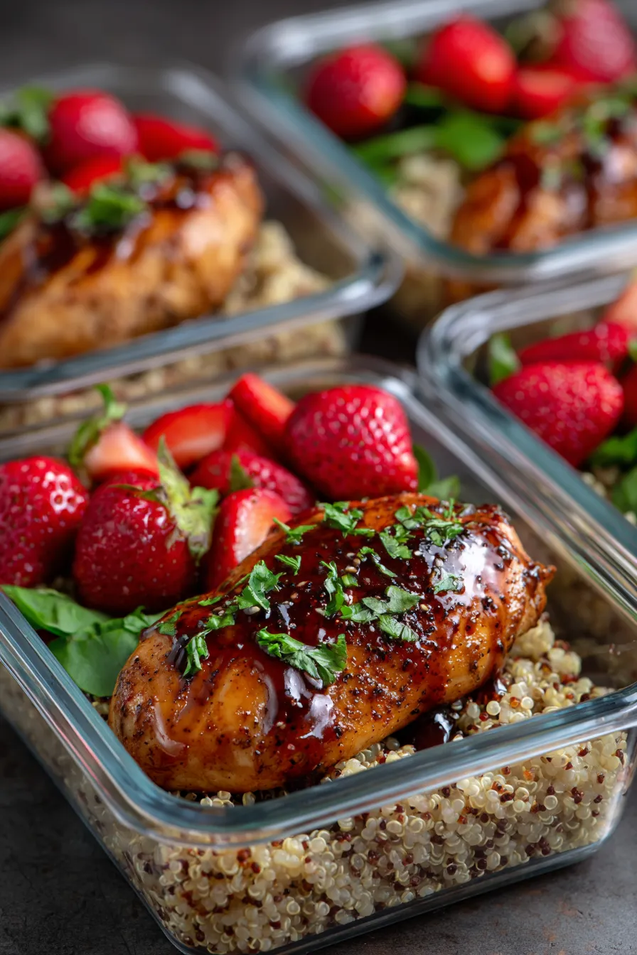 healthy work lunches chicken strawberries glaze quinoa fresh