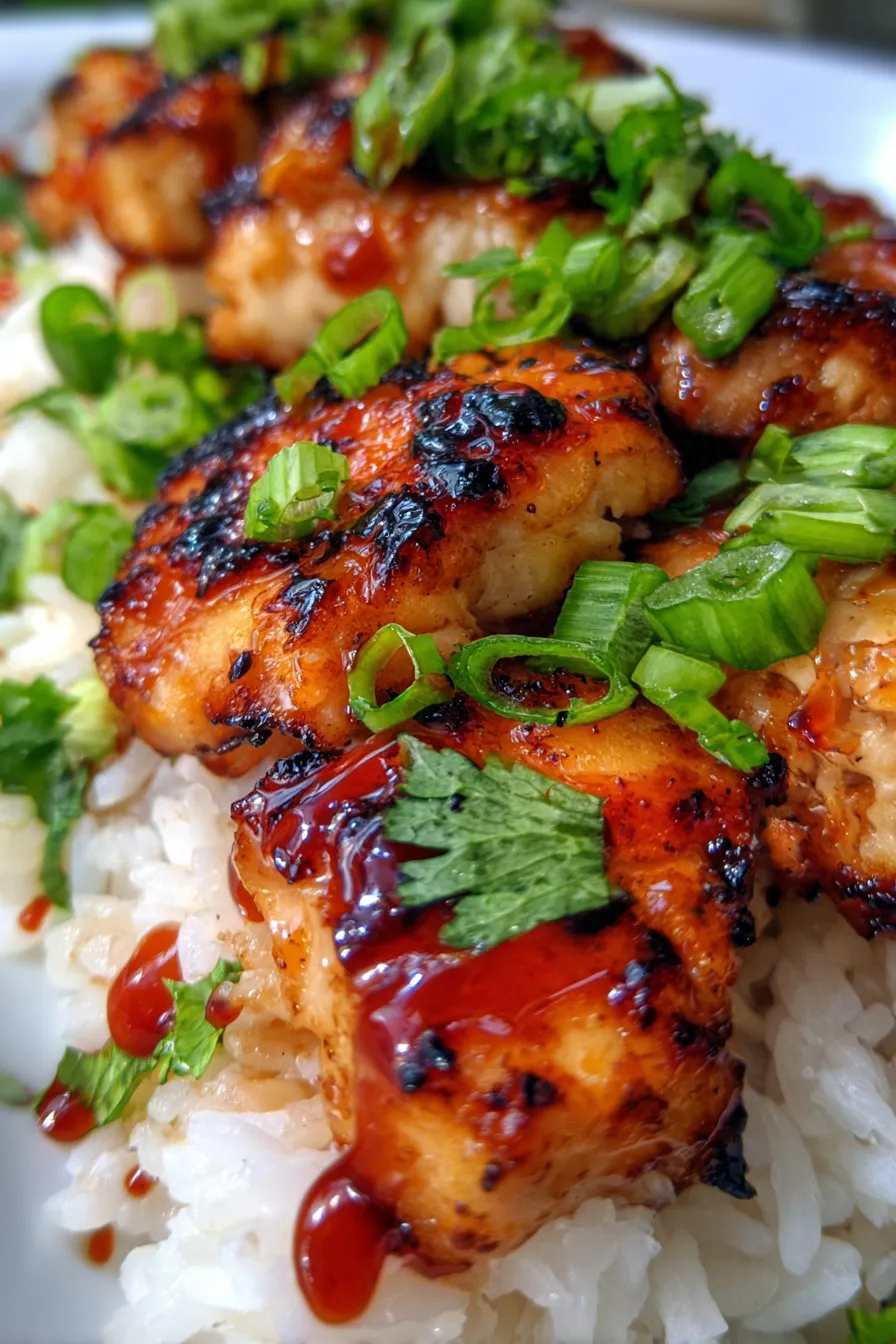 Honey BBQ Chicken Rice-garnished-fresh