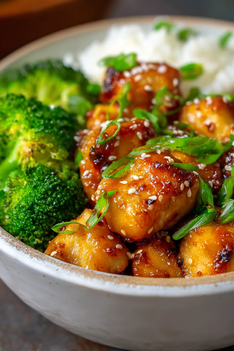 Honey Garlic Chicken & Broccoli Bowls-served-fresh