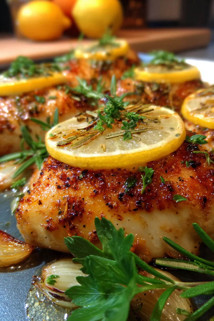 Lemon Herb Chicken-texture-closeup-glistening
