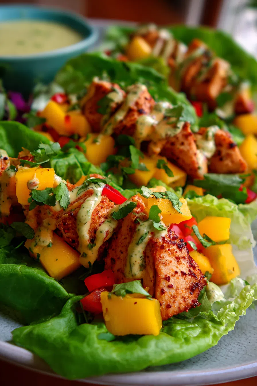 Mango Chicken Lettuce Wraps | Low Carb Healthy Dinner