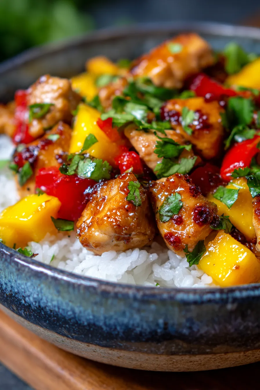 Mango Chicken Meal Prep Bowls-assembly-colorful